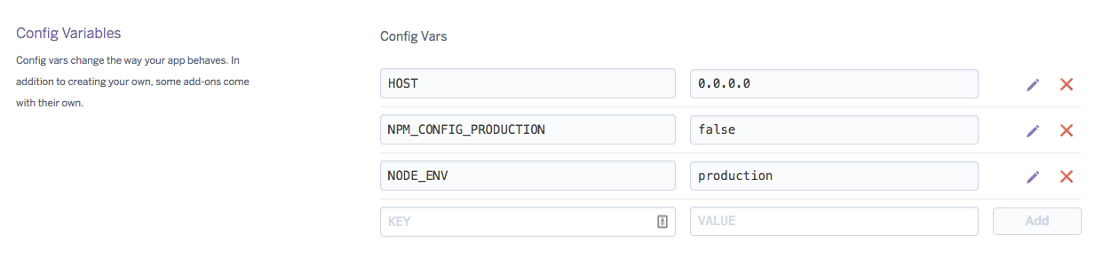 nuxt config vars Heroku